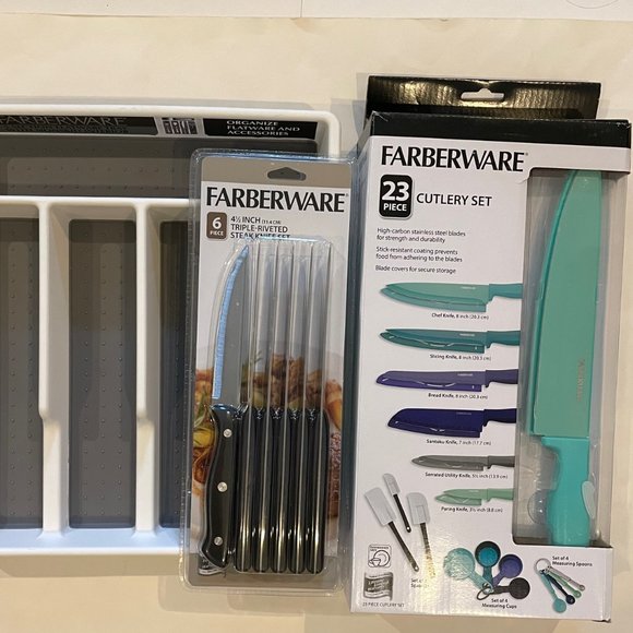 Faberware Color Series 23 pce. Cutlery Set Drawer Organizer,&6-Piece Tri - Picture 1 of 16